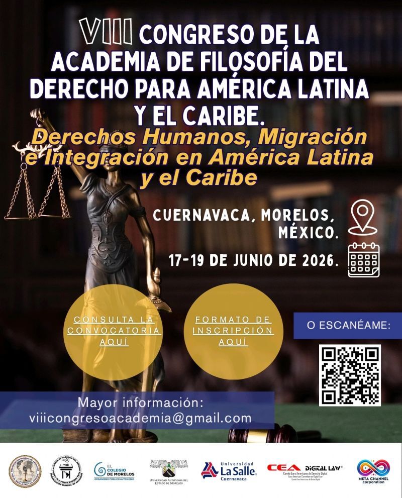 Poster for the 8th Congress of the Academy of Philosophy of Law for Latin America and the Caribbean, Cuernavaca (Mexico), 17–19 June 2026
